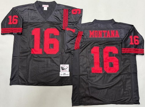 San Francisco 49ers #16 Joe Montana Black 1989 Throwback Jersey