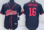 San Francisco 49ers #16 Joe Montana Black Baseball Jersey