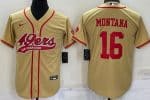 San Francisco 49ers #16 Joe Montana Gold Baseball Jersey