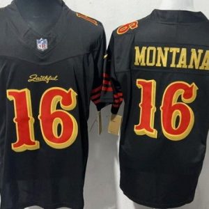 San Francisco 49ers #16 Joe Montana Limited Black Rivalries FUSE Vapor Jersey