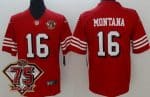 San Francisco 49ers #16 Joe Montana Limited Red 75th Anniversary Alternate Vapor Jersey