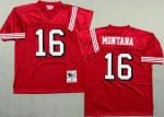 San Francisco 49ers #16 Joe Montana Red Alternate 1989 Throwback Jersey