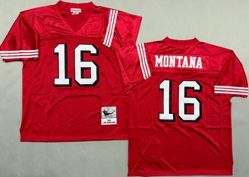 San Francisco 49ers #16 Joe Montana Red Alternate 1989 Throwback Jersey