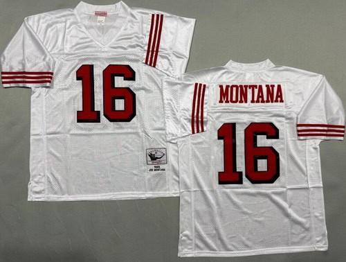 San Francisco 49ers #16 Joe Montana White Alternate 1989 Throwback Jersey
