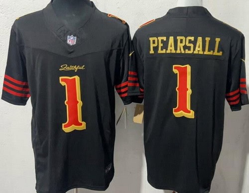 San Francisco 49ers #1 Ricky Pearsall Limited Black Rivalries FUSE Vapor Jersey
