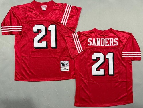 San Francisco 49ers #21 Deion Sanders Red 1994 Throwback Jersey