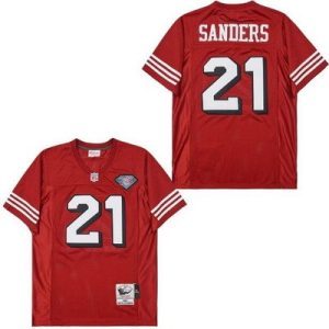 San Francisco 49ers #21 Deion Sanders Red 75th 1994 Throwback Jersey