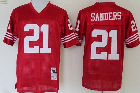 San Francisco 49ers #21 Deion Sanders Red Throwback Jersey