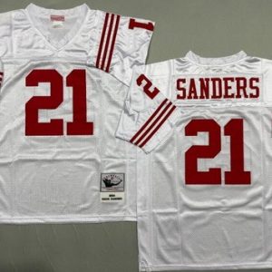 San Francisco 49ers #21 Deion Sanders White 1994 Throwback Jersey