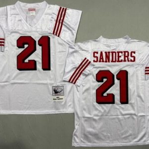 San Francisco 49ers #21 Deion Sanders White Alternate 1994 Throwback Jersey