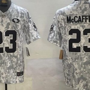 San Francisco 49ers #23 Christian McCaffrey Limited Arctic Camo 2024 Salute to Service Jersey