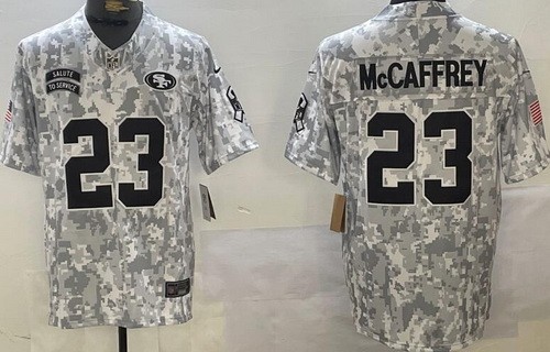 San Francisco 49ers #23 Christian McCaffrey Limited Arctic Camo 2024 Salute to Service Jersey