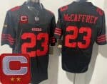 San Francisco 49ers #23 Christian McCaffrey Limited Black 2025 Captain Patch FUSE Vapor Jersey