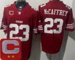 San Francisco 49ers #23 Christian McCaffrey Limited Red 2025 Captain Patch FUSE Vapor Jersey