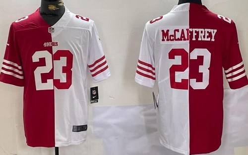 San Francisco 49ers #23 Christian McCaffrey Limited Red White Split Vapor Jersey