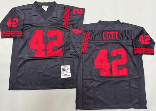 San Francisco 49ers #42 Ronnie Lott Black 1989 Throwback Jersey