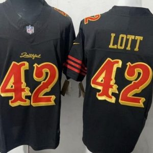 San Francisco 49ers #42 Ronnie Lott Limited Black Rivalries FUSE Vapor Jersey
