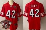 San Francisco 49ers #42 Ronnie Lott Limited Red 75th Anniversary Alternate Vapor Jersey