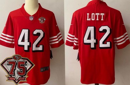 San Francisco 49ers #42 Ronnie Lott Limited Red 75th Anniversary Alternate Vapor Jersey