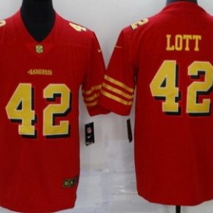 San Francisco 49ers #42 Ronnie Lott Limited Red Gold Vapor Jersey