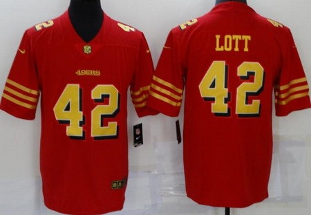 San Francisco 49ers #42 Ronnie Lott Limited Red Gold Vapor Jersey