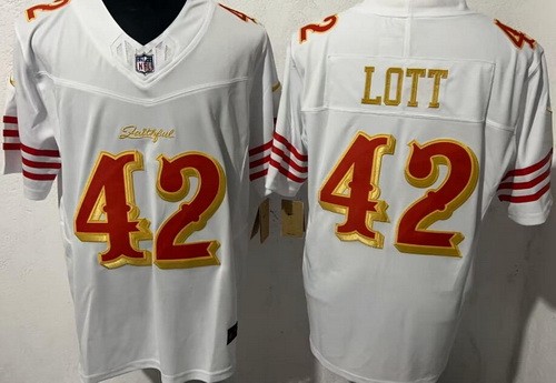 San Francisco 49ers #42 Ronnie Lott Limited White Rivalries FUSE Vapor Jersey