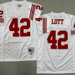 San Francisco 49ers #42 Ronnie Lott White 1990 Throwback Jersey