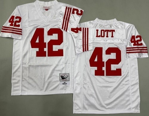 San Francisco 49ers #42 Ronnie Lott White 1990 Throwback Jersey