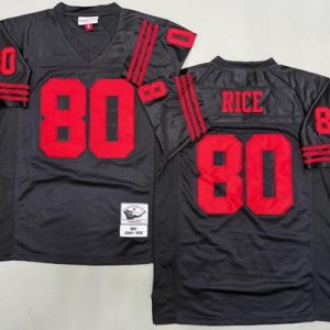 San Francisco 49ers #80 Jerry Rice Black 1994 Throwback Jersey