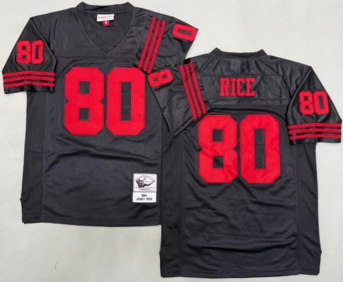 San Francisco 49ers #80 Jerry Rice Black 1994 Throwback Jersey