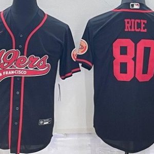 San Francisco 49ers #80 Jerry Rice Black Baseball Jersey