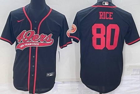 San Francisco 49ers #80 Jerry Rice Black Baseball Jersey