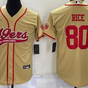 San Francisco 49ers #80 Jerry Rice Gold Baseball Jersey