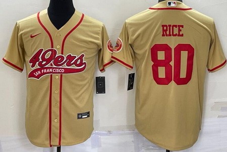 San Francisco 49ers #80 Jerry Rice Gold Baseball Jersey