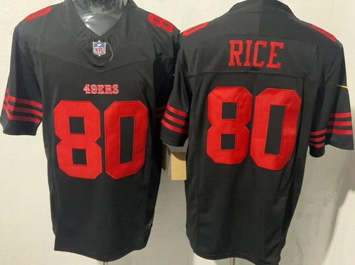 San Francisco 49ers #80 Jerry Rice Limited Black FUSE Vapor Jersey