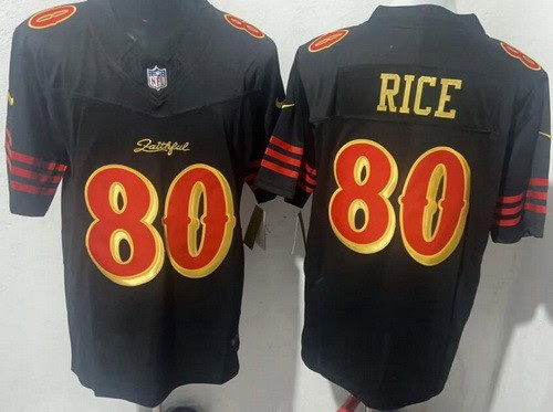 San Francisco 49ers #80 Jerry Rice Limited Black Rivalries FUSE Vapor Jersey