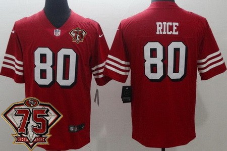 San Francisco 49ers #80 Jerry Rice Limited Red 75th Anniversary Alternate Vapor Jersey