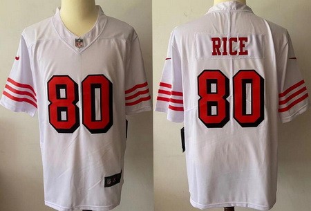 San Francisco 49ers #80 Jerry Rice Limited White Color Rush Jersey