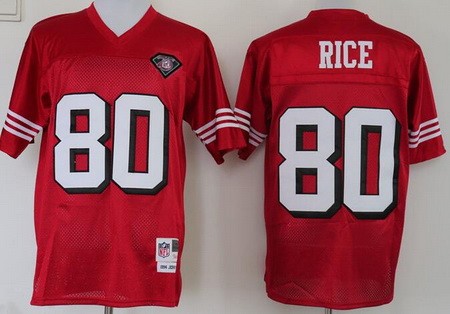 San Francisco 49ers #80 Jerry Rice Red 75th Throwback Jersey