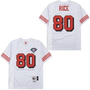 San Francisco 49ers #80 Jerry Rice White 75th 1994 Throwback Jersey