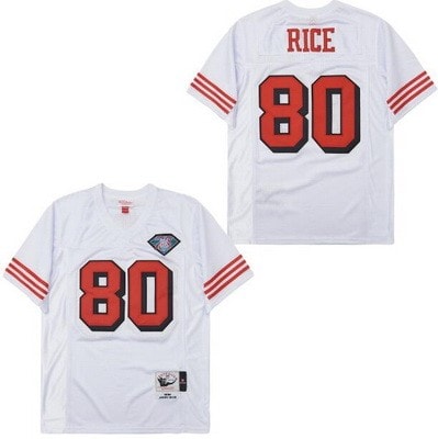 San Francisco 49ers #80 Jerry Rice White 75th 1994 Throwback Jersey