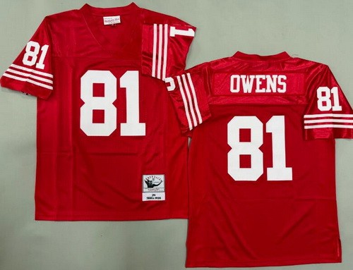 San Francisco 49ers #81 Terrell Owens Red 1990 Throwback Jersey