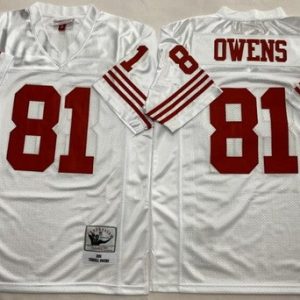 San Francisco 49ers #81 Terrell Owens White 1990 Throwback Jersey