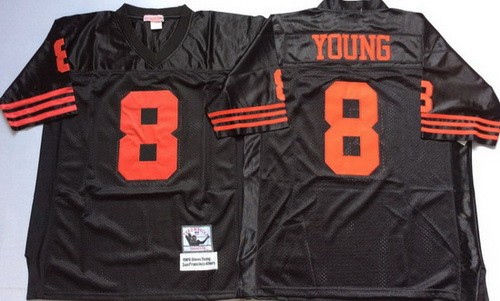 San Francisco 49ers #8 Steve Young Black Throwback Jersey