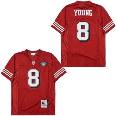 San Francisco 49ers #8 Steve Young Red 75th 1994 Throwback Jersey
