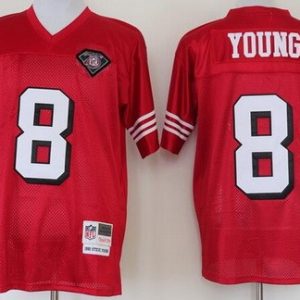 San Francisco 49ers #8 Steve Young Red 75th Throwback Jersey