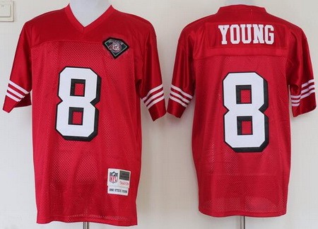 San Francisco 49ers #8 Steve Young Red 75th Throwback Jersey