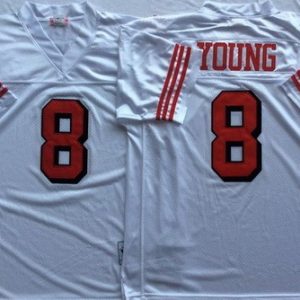 San Francisco 49ers #8 Steve Young White 1994 Throwback Jersey