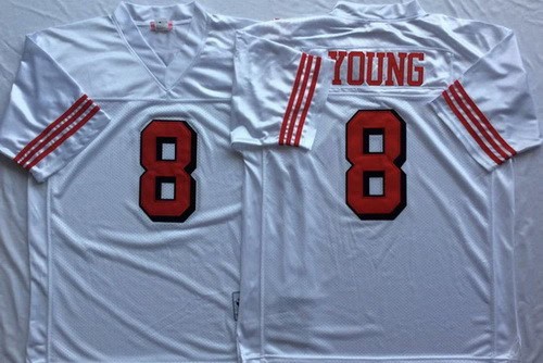 San Francisco 49ers #8 Steve Young White 1994 Throwback Jersey