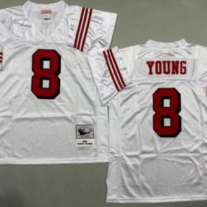San Francisco 49ers #8 Steve Young White Alternate 1994 Throwback Jersey